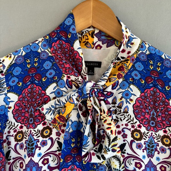 Like new Talbots Top paisley Blouse Shirt Size S - Picture 3 of 8